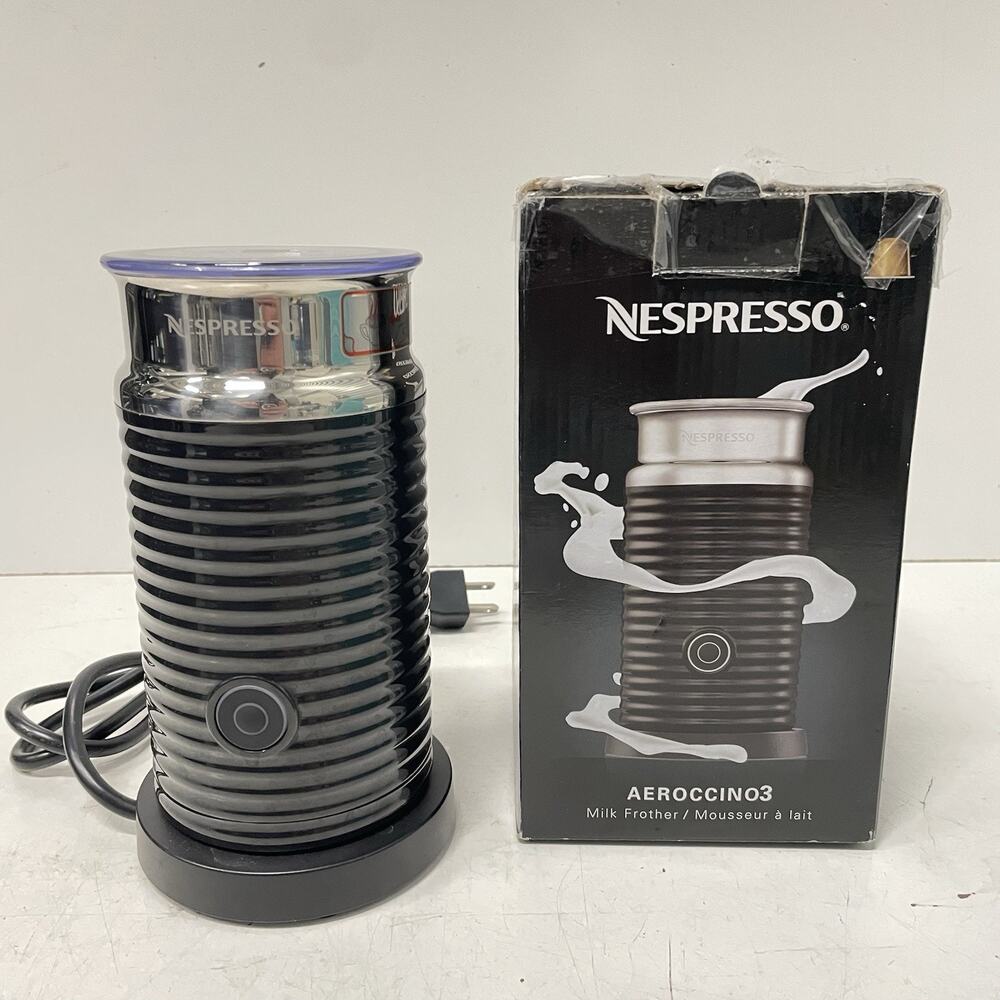 Nespresso Aeroccino 3 Electric Milk Frother Black (3694-US-BK) Cappuccino Latte